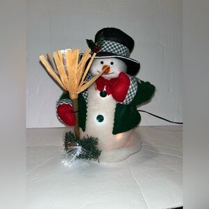 Vintage Holiday Style Traditional Fiber Optic Snowman Christmas Figurine